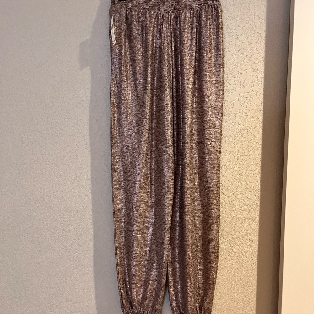 Anthropology shimmery pink joggers